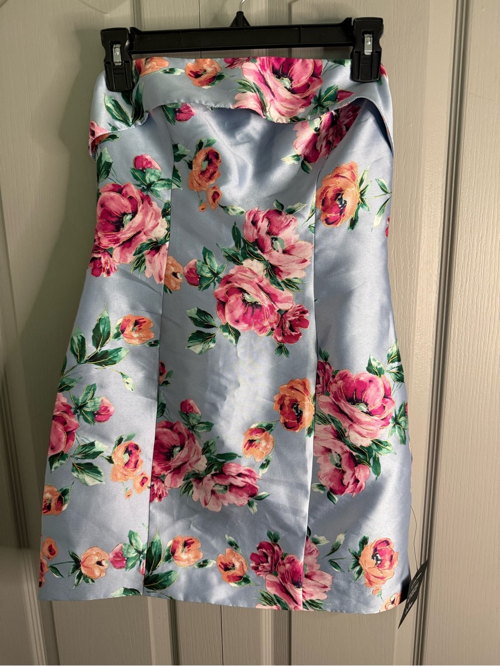Lulu's Light Blue Floral Satin Party Dress